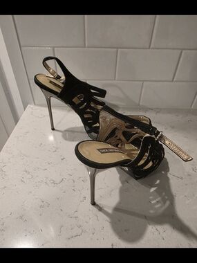 Black Strappy High Heel Sandals - Designer Style